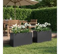 vidaXL Vaso da giardino 2 pz Nero 80 x 30 x 50 cm