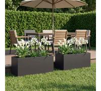 vidaXL Vaso da giardino 2 pz Nero 80 x 40 x 40 cm