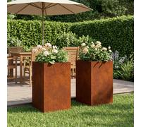 vidaXL Vaso da giardino 2 pz Ruggine 30 x 30 x 40 cm Acciaio Corten