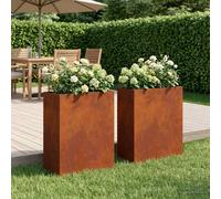vidaXL Vaso da giardino 2 pz Ruggine 40 x 20 x 40 cm Acciaio Corten