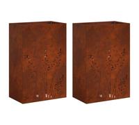 Vaso da giardino 2 pz Ruggine 50 x 30 x 75 cm Acciaio Corten