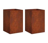 vidaXL Vaso da giardino 2 pz Ruggine 50 x 50 x 75 cm Acciaio Corten
