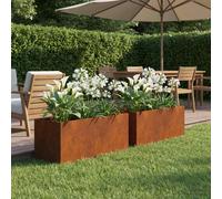 vidaXL Vaso da giardino 2 pz Ruggine 60 x 20 x 20 cm Acciaio Corten