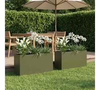 vidaXL Vaso da giardino 2 pz Verde Oliva 100 x 30 x 40 cm