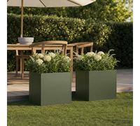 vidaXL Vaso da giardino 2 pz Verde Oliva 35 x 35 x 35 cm
