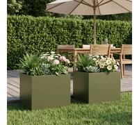 vidaXL Vaso da giardino 2 pz Verde Oliva 40 x 30 x 30 cm