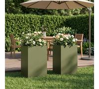 Vaso da giardino 2 pz Verde Oliva 40 x 40 x 50 cm