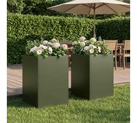 vidaXL Vaso da giardino 2 pz Verde Oliva 40 x 40 x 75 cm