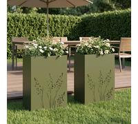 vidaXL Vaso da giardino 2 pz Verde Oliva 50 x 30 x 75 cm