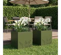 vidaXL Vaso da giardino 2 pz Verde Oliva 50 x 50 x 49 cm
