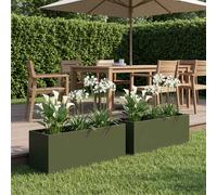 vidaXL Vaso da giardino 2 pz Verde Oliva 60 x 20 x 20 cm