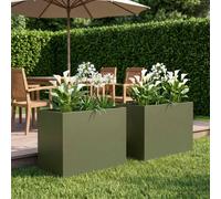 vidaXL Vaso da giardino 2 pz Verde Oliva 60 x 40 x 50 cm