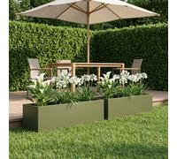 vidaXL Vaso da giardino 2 pz Verde Oliva 80 x 20 x 20 cm