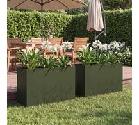 vidaXL Vaso da giardino 2 pz Verde Oliva 80 x 20 x 49 cm