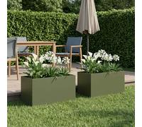 vidaXL Vaso da giardino 2 pz Verde Oliva 80 x 50 x 50 cm