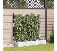 vidaXL Vaso da Giardino 3 PCS Bianco 120 x 40 x 125,5 cm Acciaio, Giardino e terrazza, fioriera in Acciaio Moderno, Contenitore Resistente, Decorazione per Esterni