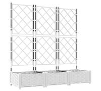 vidaXL Vaso da Giardino 3 PCS Bianco 120 x 40 x 125,5 cm Acciaio, Giardino e terrazza, fioriera in Acciaio Moderno, Contenitore Resistente, Decorazione per Esterni