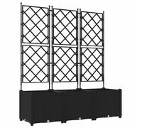 vidaXL Scatola per piante rettangolare con tralicci 120x40x143 cm Acciaio Nero opaco 3 pz