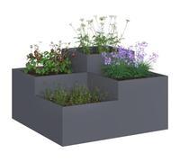 vidaXL Vaso da Giardino Antracite 80 x 80 x 48 cm Acciaio, Piantana da Giardino e Terrazza, Supporto in Metallo, Espositore Esterno, Moderno e Decorativo