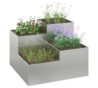 vidaXL Fioriera da giardino in acciaio zincato, 100 x 60 cm, contenitore per piante da esterno per balcone/patio/giardino - argento, resistente alla ruggine/resistente ai raggi UV, rettangolare