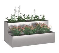 vidaXL Vaso da giardino Argento 100 x 60 x 45 cm Acciaio inossidabile | Acciaio inox resistente, progettato per durare, Favorisce il drenaggio, così le tue piante possono crescere bene,