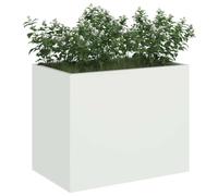 vidaXL Vaso da Giardino Bianco 50 x 32 x 40 cm, Giardino e Terrazza, Vaso Moderno per Esterni, Secchio Metallico, Decorativo, per Balcone e Patio