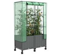 vidaXL Vaso da Giardino con Copertura per Serra e Ruote 2 pz PP, Giardino e terrazza, rettangolare, moderno con contenitore mobile, vaso, altezza regolabile, resistente all'acqua