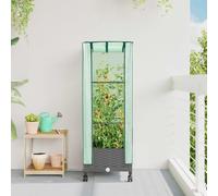 vidaXL Vaso da Giardino con Copertura per Serra e Ruote Grigio Chiaro