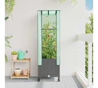 vidaXL Vaso da Giardino con Copertura per Serra e Ruote Grigio Chiaro, Giardino e terrazza, rettangolare, moderno con contenitore mobile, vaso, altezza regolabile, resistente all'acqua