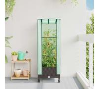 vidaXL Vaso da Giardino con Copertura per Serra e Ruote Marrone PP, Giardino e terrazza, rettangolare, moderno con contenitore mobile, vaso, altezza regolabile, resistente all'acqua