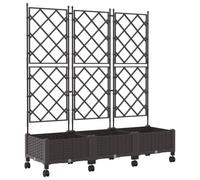 vidaXL Tuinplantbak met schutting en wielen 3 st Bruin PP