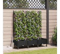 vidaXL Vaso da giardino con grigliato e ruote 3 pz Nero PP