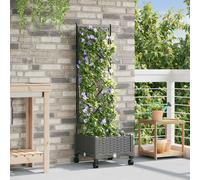 vidaXL Vaso da giardino con grigliato e ruote Grigio Chiaro PP