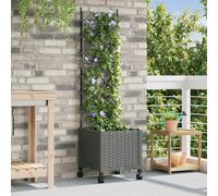 vidaXL Vaso da giardino con grigliato e ruote Grigio Chiaro PP
