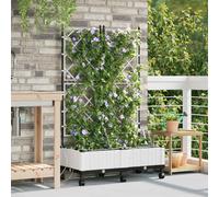 vidaXL Vaso da Giardino con Irrigazione e Ruote 2 pz Bianco PP