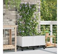 vidaXL Vaso da Giardino con Irrigazione e Ruote 2 pz Bianco PP