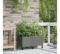 vidaXL Vaso da Giardino con Irrigazione e Ruote 2 pz Grigio Chiaro PP
