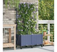 vidaXL Vaso da Giardino con Irrigazione e Ruote 2 pz Grigio PP