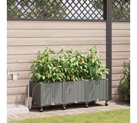vidaXL Vaso da Giardino con Irrigazione e Ruote 3 pz Grigio Chiaro PP