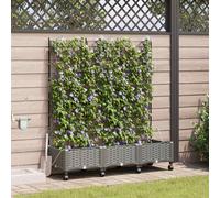 vidaXL Vaso da Giardino con Irrigazione e Ruote 3 pz Grigio Chiaro PP