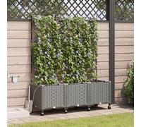 vidaXL Vaso da Giardino con Irrigazione e Ruote 3 pz Grigio Chiaro PP