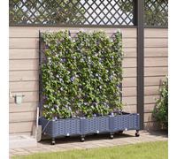 vidaXL Vaso da Giardino con Irrigazione e Ruote 3 pz Grigio PP