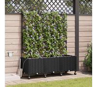 vidaXL Vaso da Giardino con Irrigazione e Ruote 3 pz Nero PP