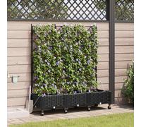 vidaXL Vaso da Giardino con Irrigazione e Ruote 3 pz Nero PP