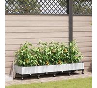 vidaXL Vaso da Giardino con Irrigazione e Ruote 4 pz Bianco PP