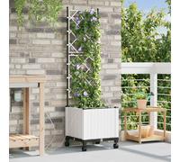 vidaXL Vaso da Giardino con Irrigazione e Ruote Bianco PP
