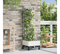 vidaXL Vaso da Giardino con Irrigazione e Ruote Bianco PP