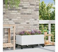 vidaXL Vaso da Giardino con Ruote Bianco 80 x 40 x 44 cm PP