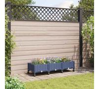 vidaXL Vaso da Giardino con Ruote Blu Grigio 120 x 40 x 33 cm PP, Vaso moderno per giardino e terrazzo, resistente alle intemperie per balconi, patii e orti