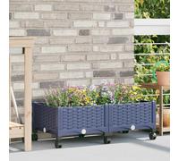 vidaXL Vaso da Giardino con Ruote Blu Grigio 80 x 40 x 29 cm PP